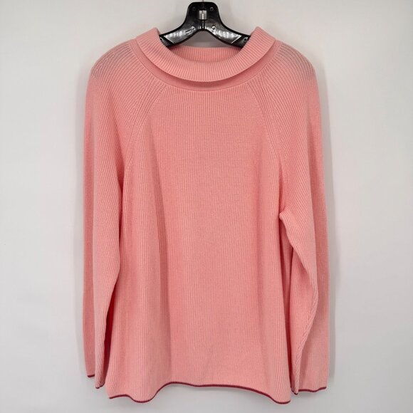 Talbots Womens Pink Ribbed Knit Sweater size XL Cotton Long Sleeve Crew Neck - Picture 5 of 12